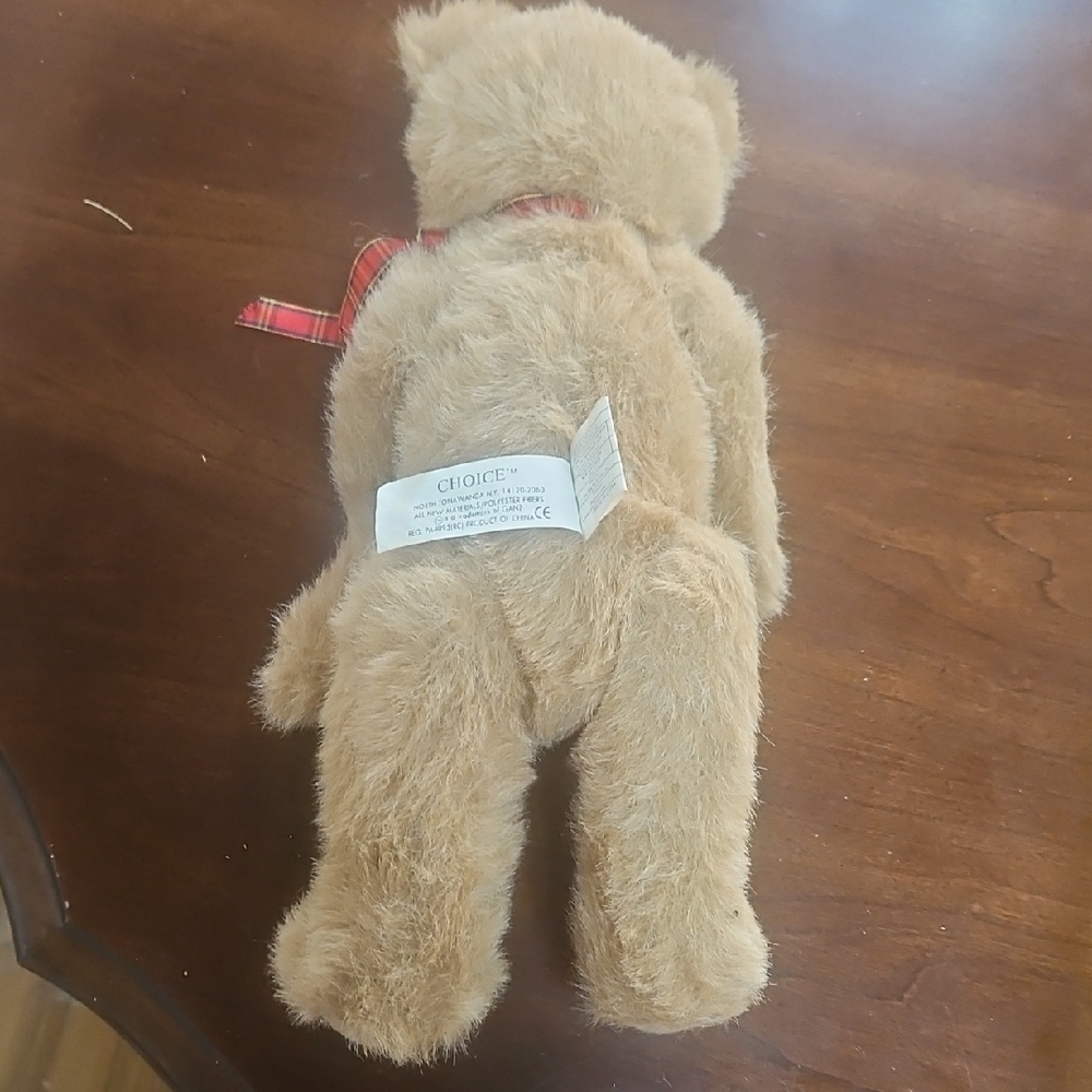 Choices Brown Stuffed Animal Bear with Red Plaid Bow